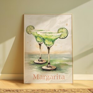 Impresión artística de cóctel Margarita: decoración de bar perfecta para mixólogos y amantes de los cócteles | Idea de regalo única | Mural de margaritas de moda, arte imprimible