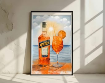 Affiche Aperol Spritz | Dekoration Wandgemälde Cocktail d'été | Impressionen italienische Küche | Dynamische Bar-Dekoration