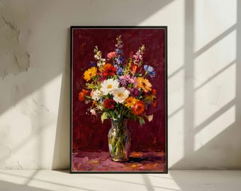 Floral Painting Art Print | Colorful Flower Bouquet (Digital Download)