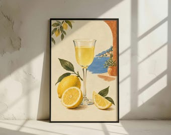 Limoncello Wall Art: Vintage Mediterranean Charm, Amalfi Summer (Digital Download)