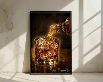Afdrukbare wandkunst whisky - print bardecoratie - poster man Cave (digitale download)