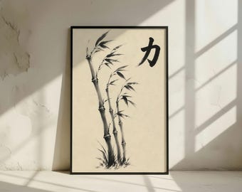 Bamboo Sumi-e Wall Art: Japanese Ink Painting, Zen Decor (Digital Download)