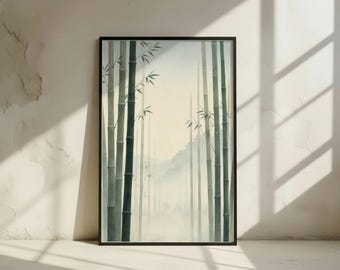 Bamboo Forest Wall Art: Serene Zen Decor, Misty Nature Print (Digital Download)