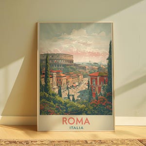 Rome Digital Print - Rome City Poster | Roman Cityscape, Rome Colosseum | Rome Wall Art Instant Download