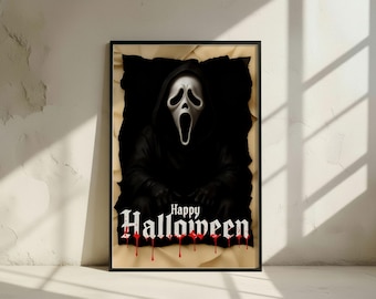 Ghostface Halloween Art Print - Scary Movie Decor (Digital Download)