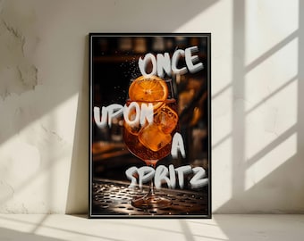 Cocktail Wall Art Print | Aperol Spritz Poster | Bar Decor Digital Download