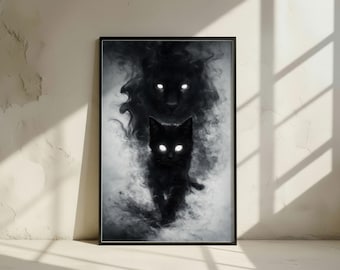 Black Panther Cat Art Print | Dark Fantasy Animal Poster (Digital Download)