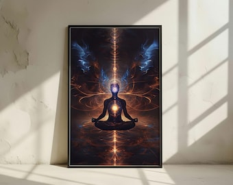 Spiritual Energy Art | Meditation Chakra Alignment Print | Cosmic Awakening Wall Art | Digital Download