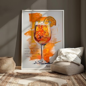 Aperol Spritz Wall Art – Cocktail Recipe Print, Italian Drink Poster - Aperol Spritz Recipe - Bar Cart Decor, Orange Summer Art