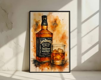 ジャックダニエルウイスキーの割れたボトルの壁アート - Etsy 日本