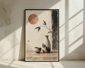 Japanese Wabi-Sabi Art: Minimalist Still Life, Zen Home Decor (Digital Download)