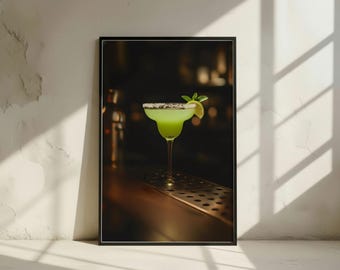 Margarita Cocktail Art Print | Modern Bar Decor | Lime Drink Photography | Digital Download