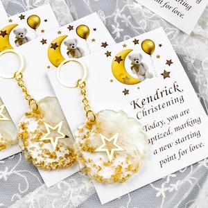 Personalized Baptism Epoxy Keychain Favor for Guest. Cute White Keychain Christening Gift. Baby Shower, Newborn, 1st Birhtday Unique Gift