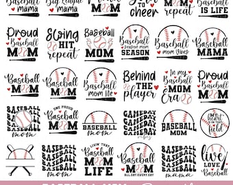 31 野球ママのSVGバンドル、誇り高き野球ママ、野球ママのSVG、野球シーズンのSVG、野球シャツのSVG、野球ママの人生PNG