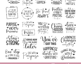 Motivational Quotes SVG Bundle, Positive Sayings (Digital Files)