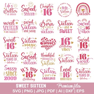 Sweet 16 birthday girl svg, Sweet sixteen birthday shirt svg, Sweet sixteen png, 16th birthday svg, Sweet 16 shirts, Birthday queen svg
