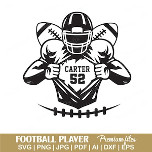 Custom football player svg, Football team name svg, American football players svg, Football season svg, Personalized football shirt svg