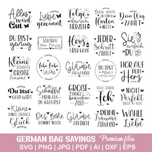 Deutsche Sprüche svg für Taschen, Plotterdatei für Taschen, Jutebeutel Plotterdatei