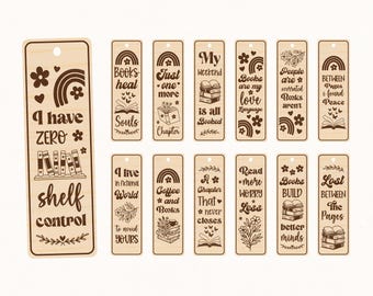 Laser cut bookmark svg bundle, Wooden bookmark laser files, Engraved bookmark design
