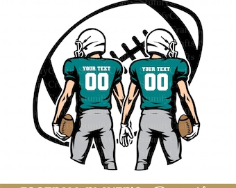 Custom Two football players svg, Two football players shirt svg, Football player team name svg, Cricut files