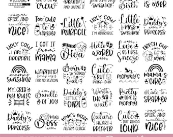 Baby onesie svg bundle, Baby quotes svg, Baby shower svg, Little girl svg, Cute baby Onesie design