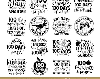 SVG-bundel 100 dagen school, terug naar school png, 100 dagen onderwijs SVG