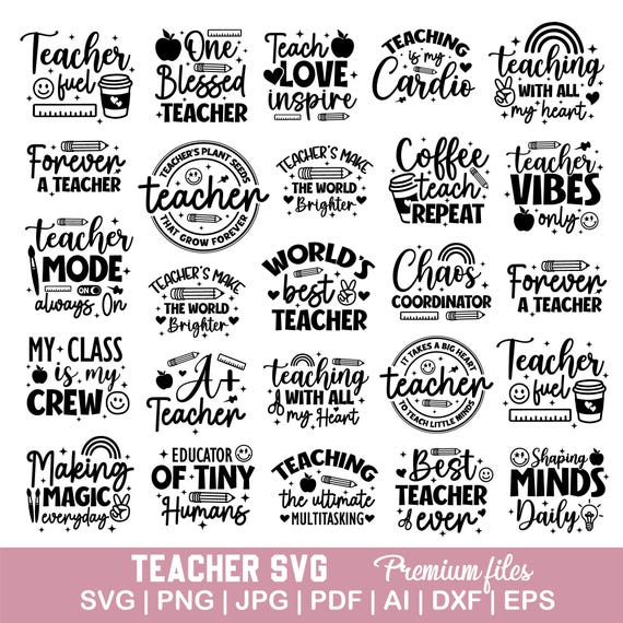 Teacher svg bundle, Teacher quotes svg, Back to school svg, Teacher appreciation svg, Teacher shirt svg, Teacher svg files
