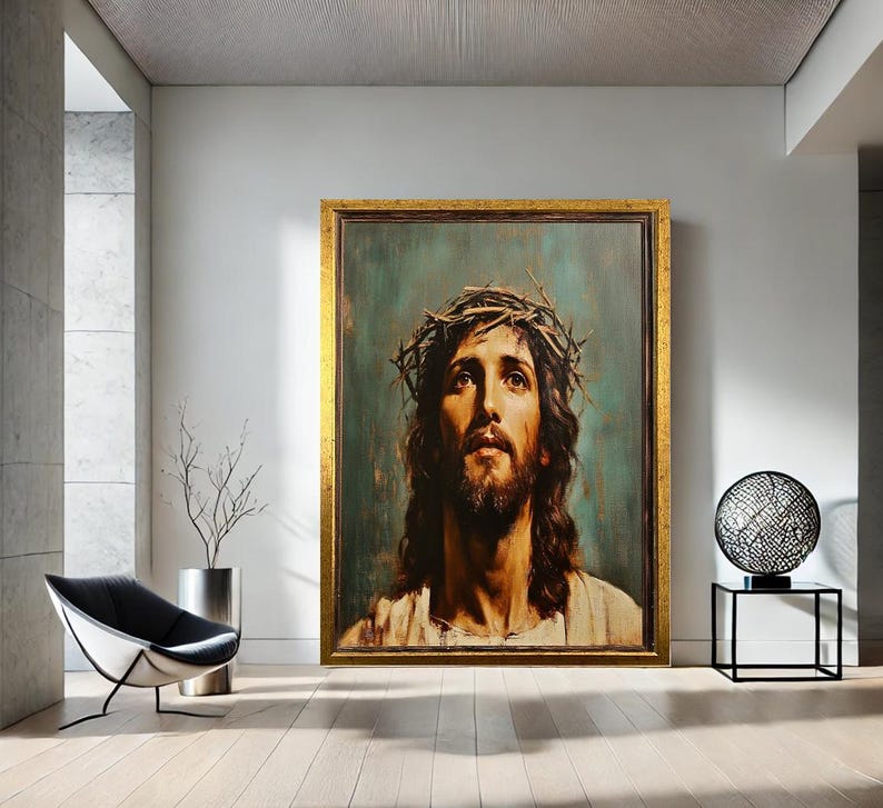 Jesus Christ Crown of Thorns Canvas Print, Religious Home Decor - Etsy