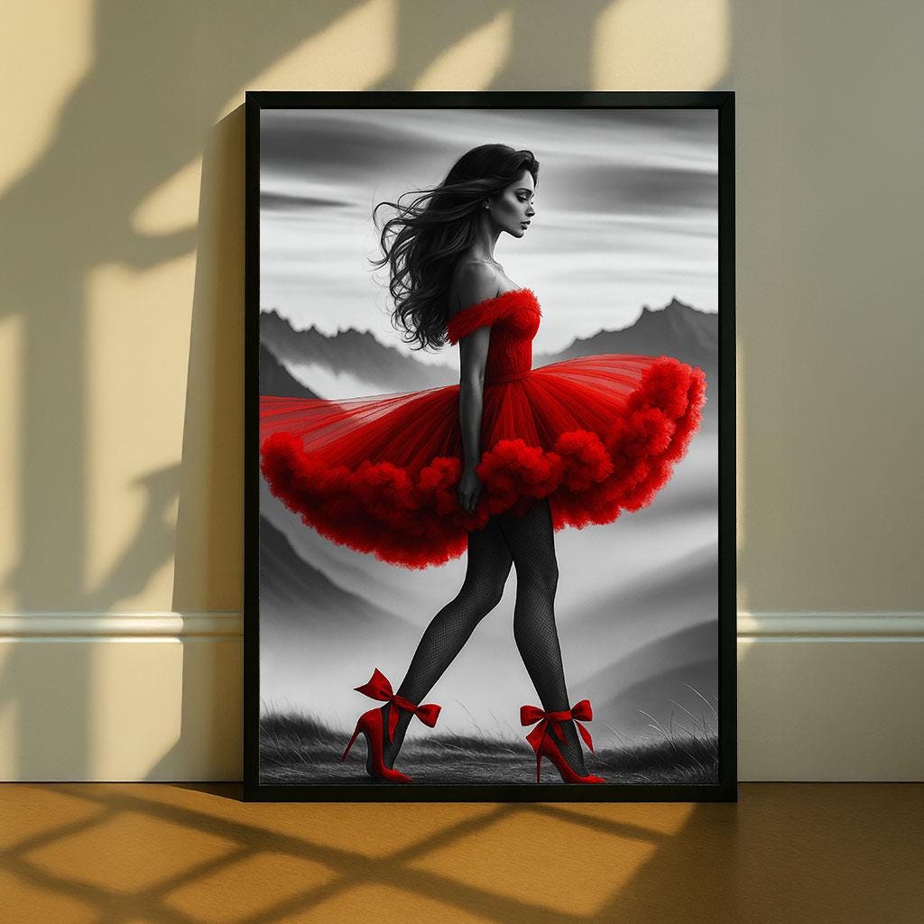 red dress art Lady in Red 2 Painting by Jennifer Beaudet