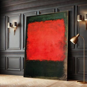Red and Black Mark Rothko Style Canvas Wall Art Print – Bold Abstract Painting for Modern Home, Minimalist Interior, or Office Wall Décor