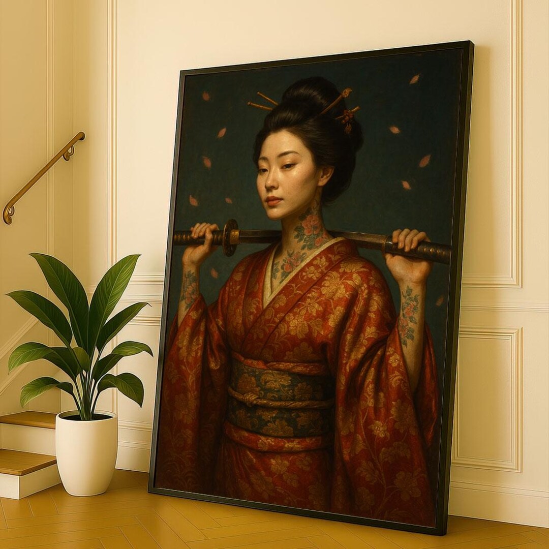 Elegant Japanese Geisha Portrait Canvas Wall Art Print Traditional ...