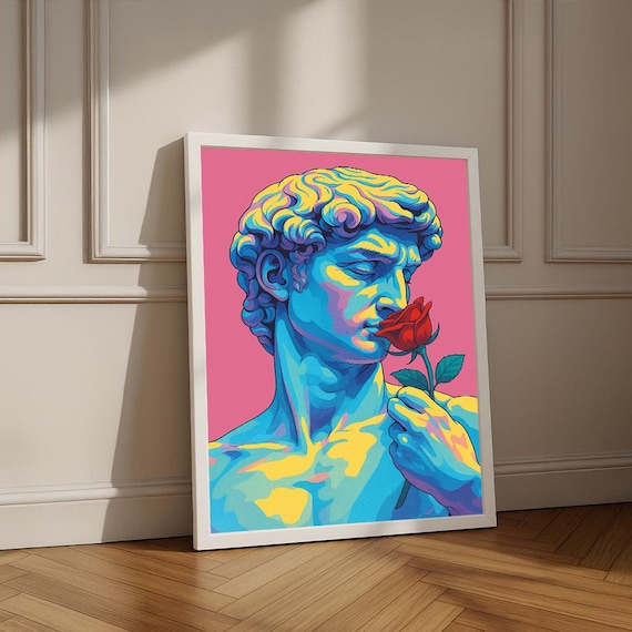 David Statue Pop Art Canvas Print, Michelangelo, Bold Home Decor