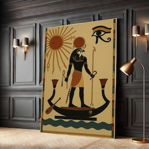 Egyptian God Ra Wall Art - Ancient Egyptian Art Print - Egyptian Themed - Egyptian Mythology Art - Vintage Egyptian Wall Decor