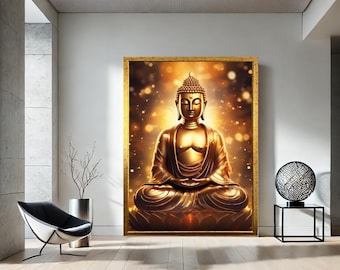 額入り仏像キャンバスアート：エレガントなアジア風禅風インテリア