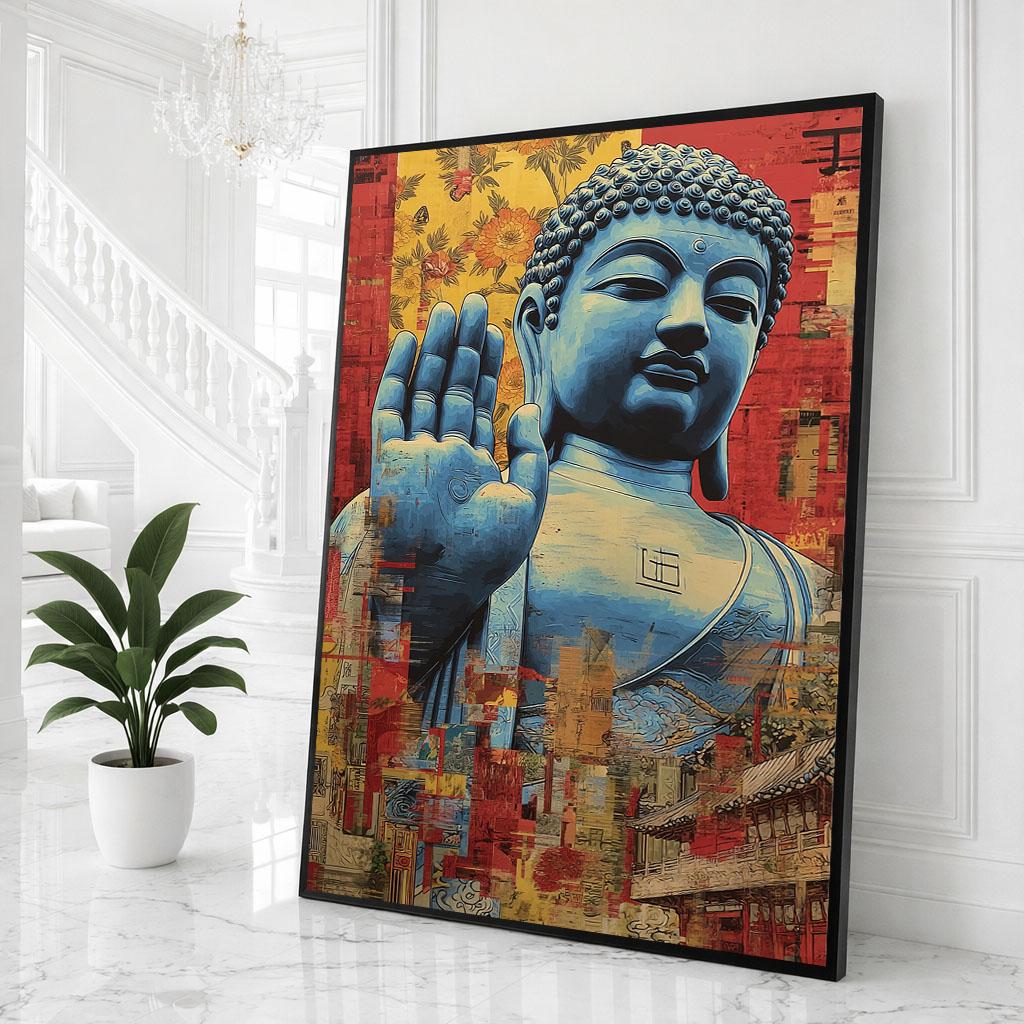 Buddha Patina Blue Canvas Vibrant Spiritual Art - Etsy
