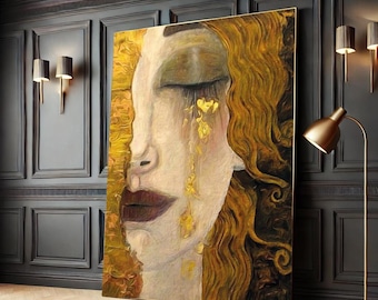 Gustav Klimt Inspired Canvas Print – Gold Abstract Portrait