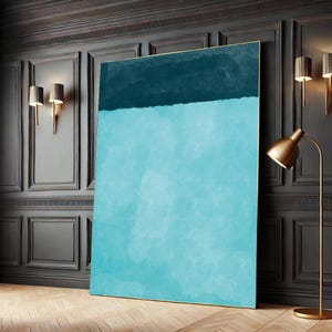 Teal Blue Abstract Canvas Wall Art Print – Rothko Style Minimalist Painting for Modern Home or Office Decor