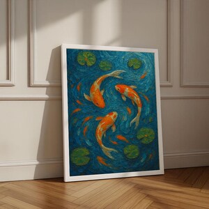 Colorful Koi Fish Canvas Wall Art Print | Vibrant Abstract Living Room Decor | Ready to Hang