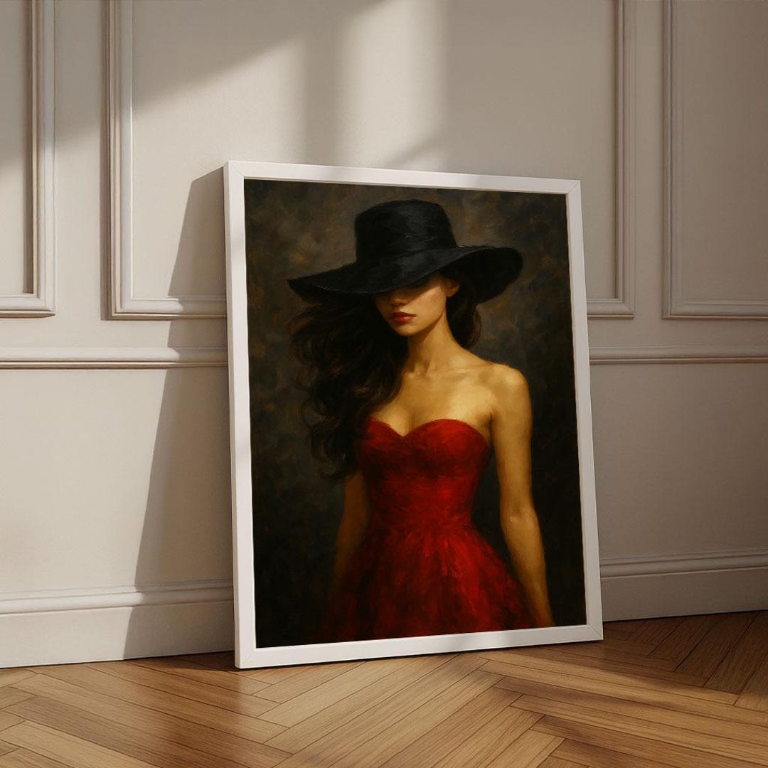 Woman in Red Dress Canvas Print | Elegant Wall Art - Etsy