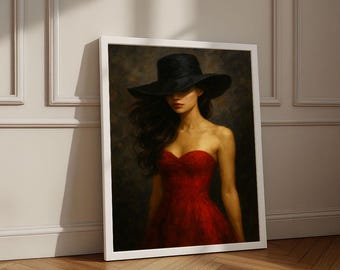 Woman in Red Dress Canvas Print | Elegant Wall Art