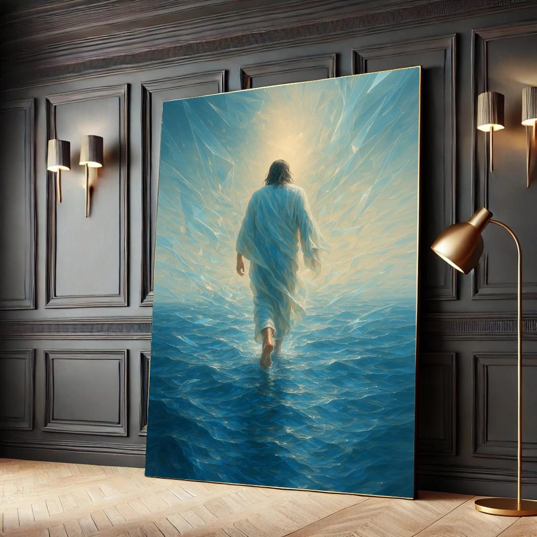 Jesus Walking on Water Canvas Wall Art Print – Christian Religious ...