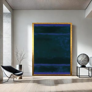 Dark Green Blue Mark Rothko Canvas Wall Art Print – Moody Abstract Color Field Painting for Modern Living Room or Office Wall Decor