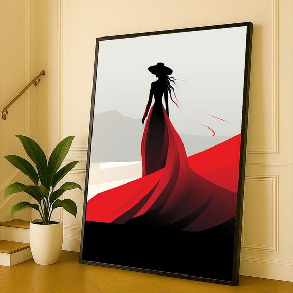 Red Dress Woman Canvas Print, Modern Silhouette Art - Etsy Israel Red Dress Woman Canvas Print, Modern Silhouette Art - Etsy Israel