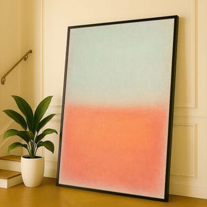Mark Rothko Inspired Blue and Coral Canvas Bold Color Field Painting for Contemporary Homes