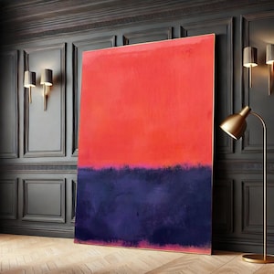 Color Field Canvas Wall Art Print – Mark Rothko Style Abstract Painting in Red, Pink, Blue Tones for Modern Home and Office Interior Decor