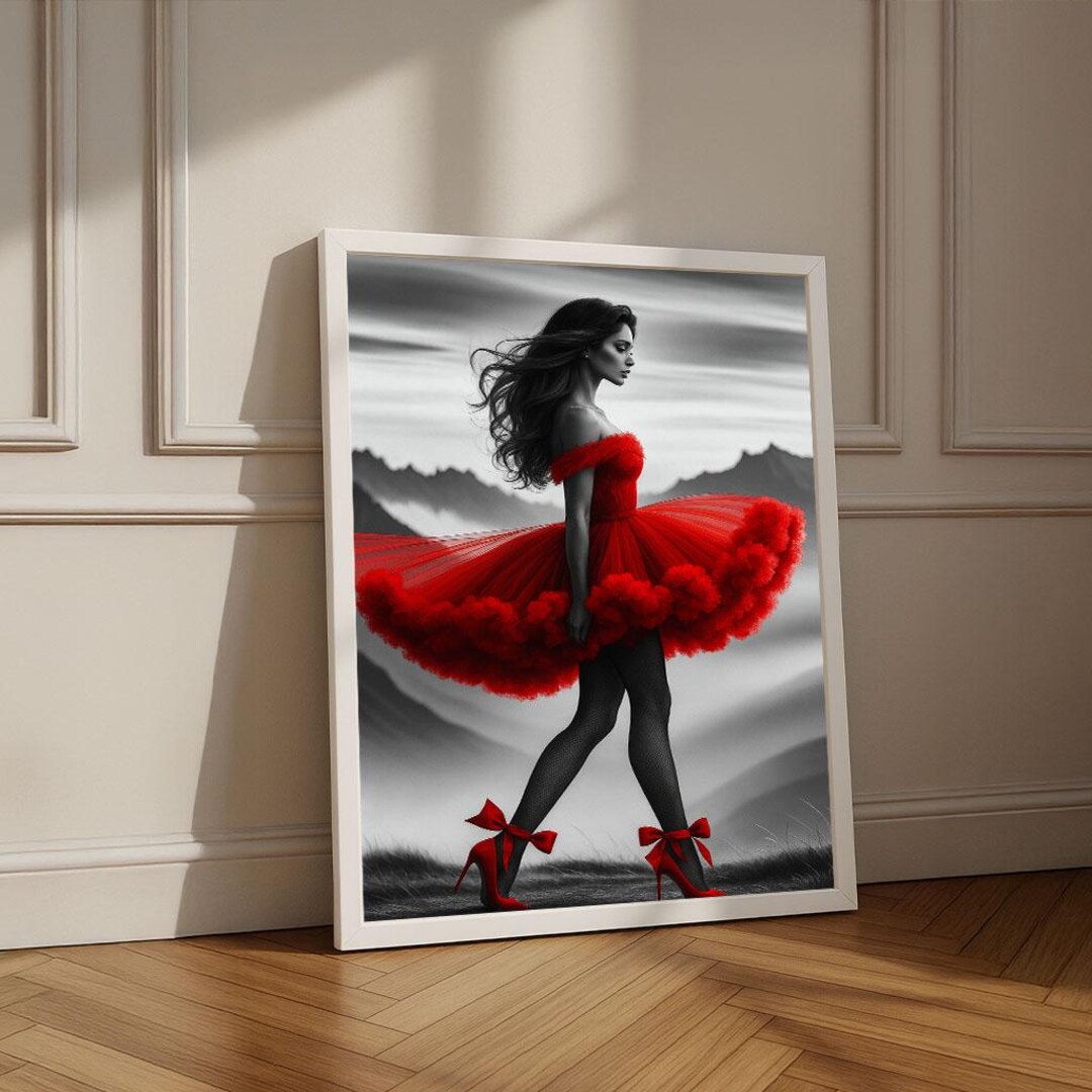 dress prints red female The Red Dress - Zima - Paintings & Prints, People & Figures, Fashion, Female