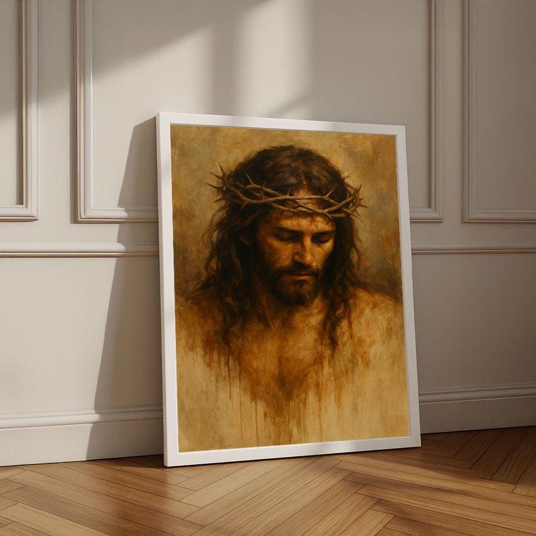 Jesus With Crown of Thorns Canvas Print | Inspirational Wall Art - Etsy