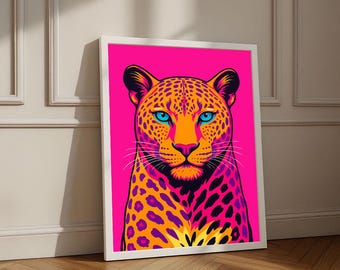 Vibrant Leopard Portrait Canvas Print | Pop Art Wall Decor - Etsy