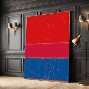 Color Field Canvas Wall Art Print – Mark Rothko Style Abstract Painting in Red, Pink, Blue Tones for Modern Home and Office Interior Decor