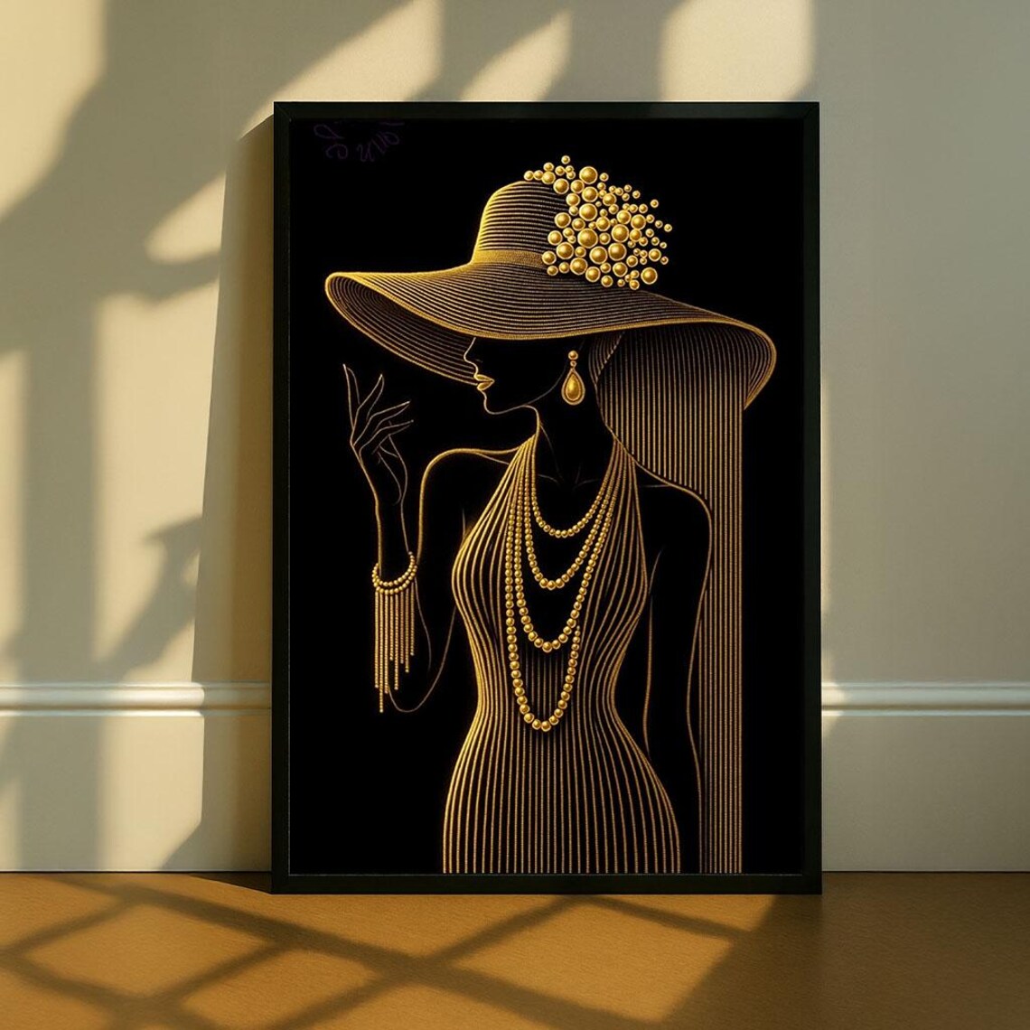 Luxurious Black Woman in Hat Canvas Wall Art Print | Elegant Living ...